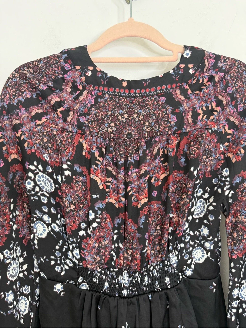 Free People Run Free Blouse Night Combo Bohemian Floral Paisley Women's Medium